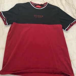 Men’s Guess Red/Black Graphic T-Shirt Athletic Fit Size Large